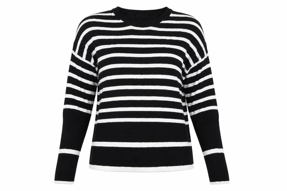 Marks & Spencer Womens Black Striped  Pullover Jumper Size 8