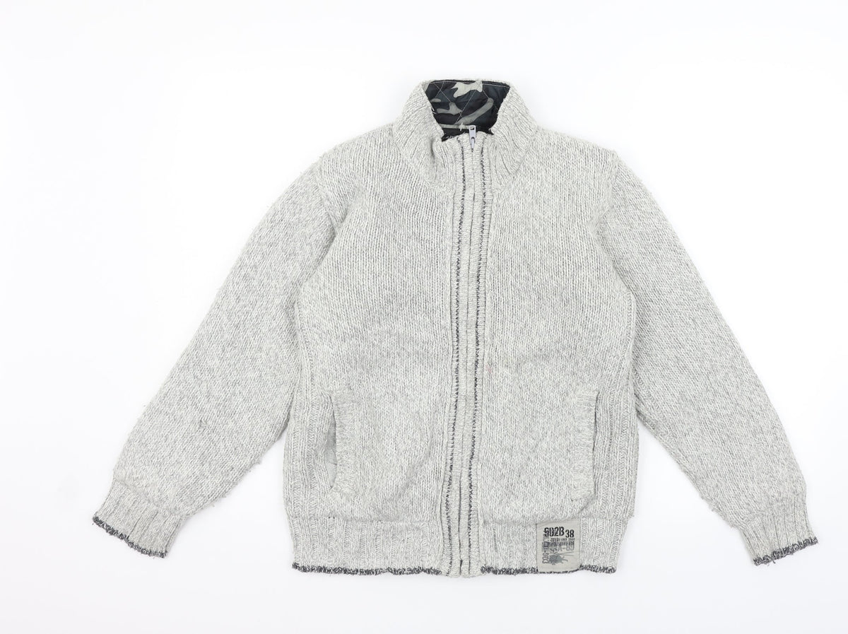 Additional front view of Next boys’ grey ikat jacket, size 11, years