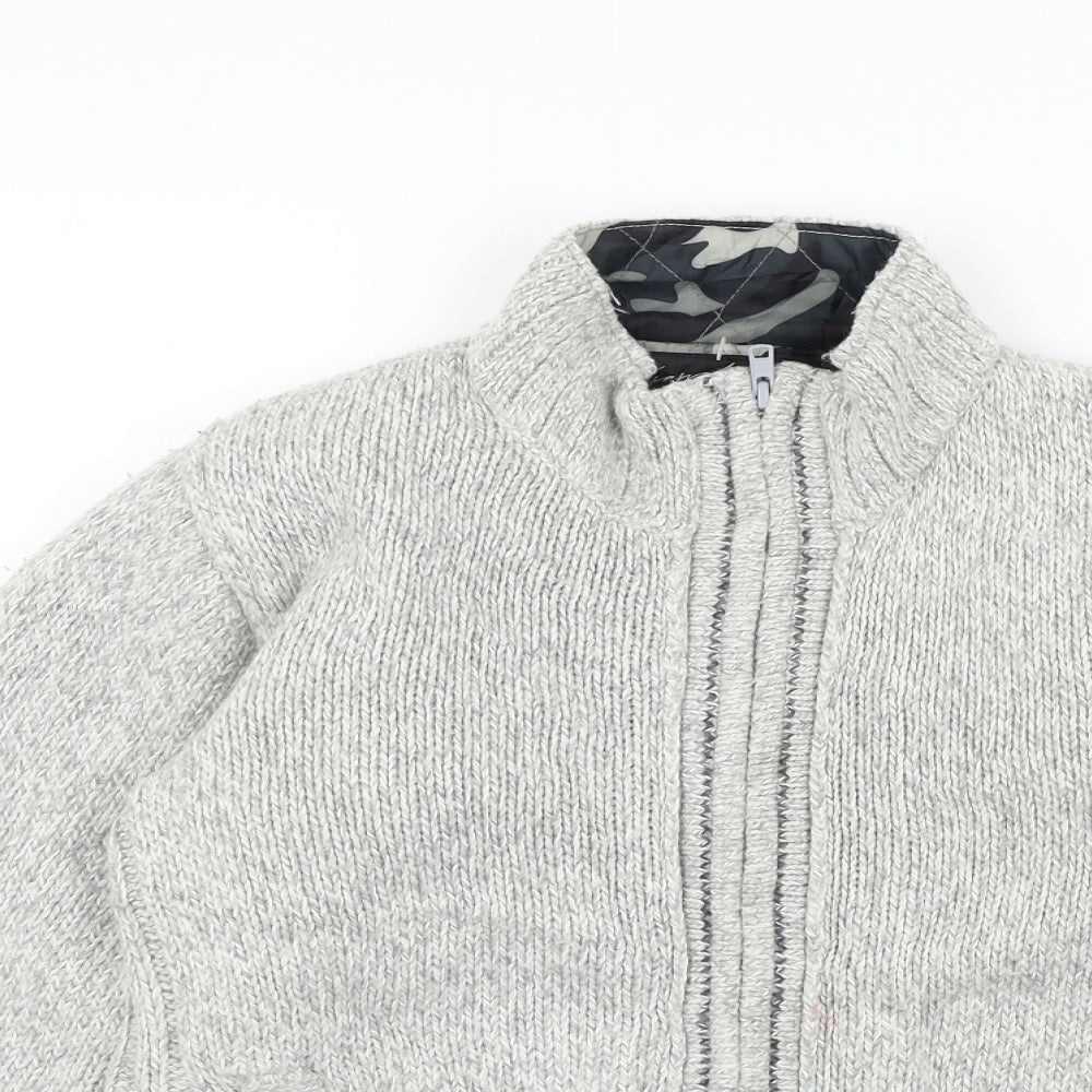 Close-up detail of Next boys’ grey ikat jacket, size 11, years
