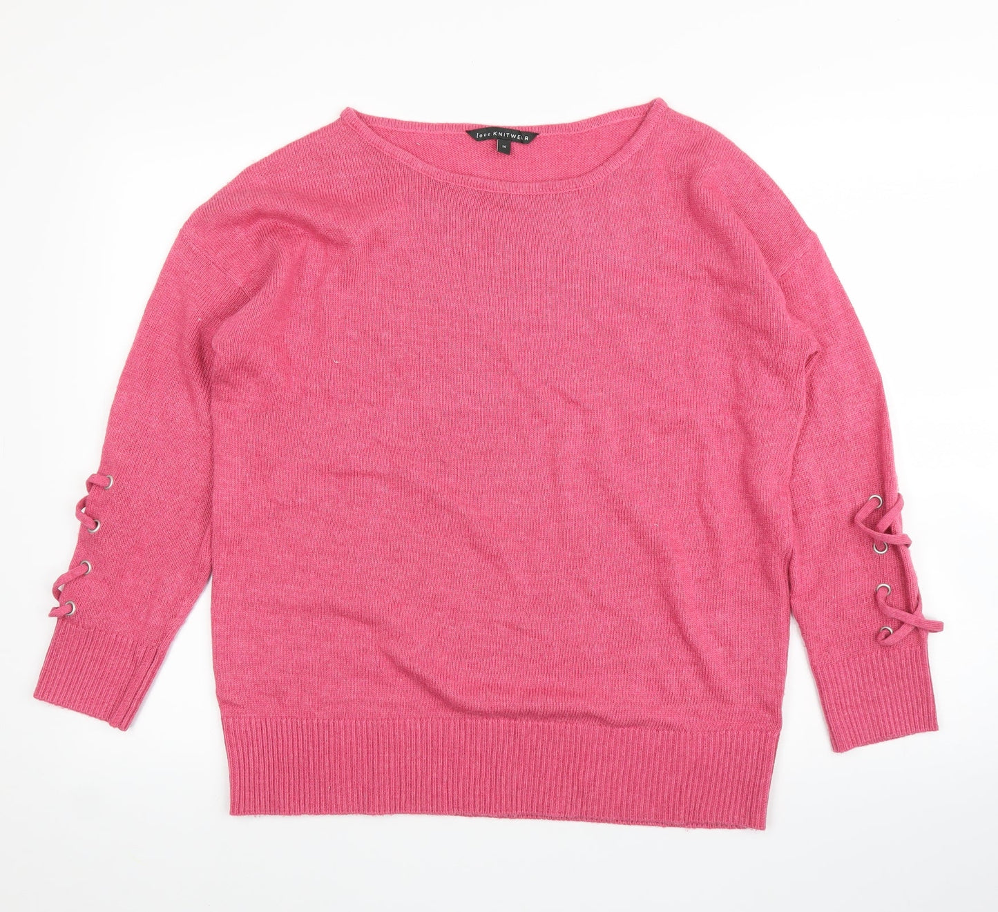 Womens UK Size 14 Love Knitwear Pink Pullover Jumper