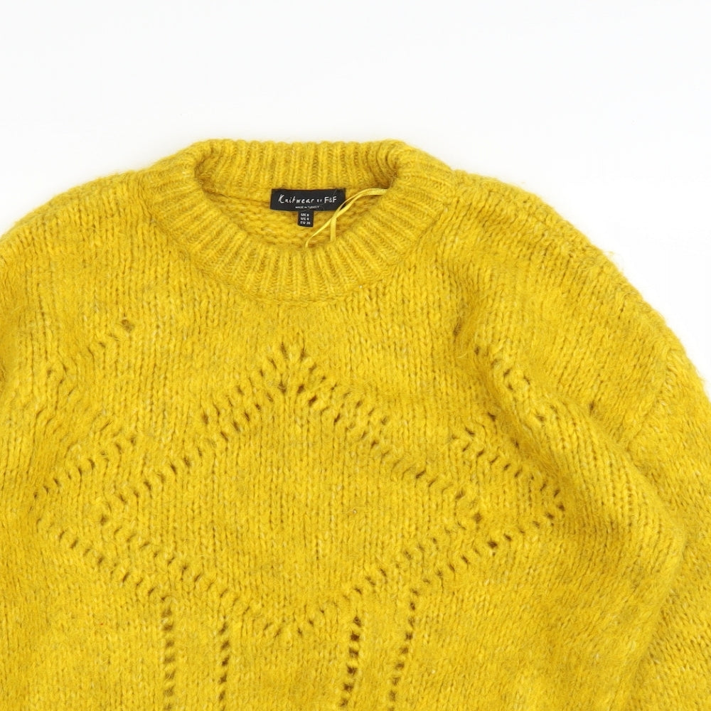 F&F Womens Yellow   Pullover Jumper Size 8