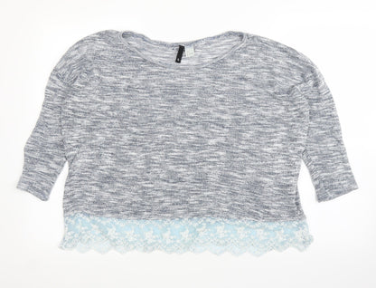 Womens UK Size L H&M Grey Basic Blouse