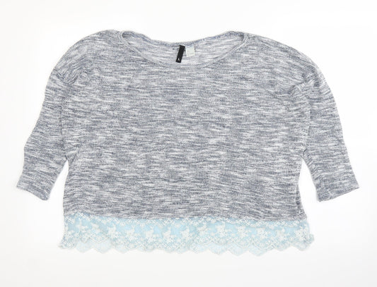 Womens UK Size L H&M Grey Basic Blouse