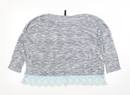 Womens UK Size L H&M Grey Basic Blouse
