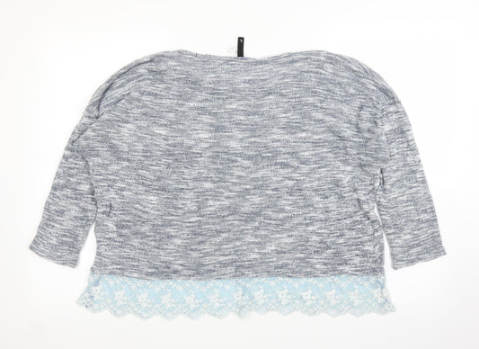 Womens UK Size L H&M Grey Basic Blouse