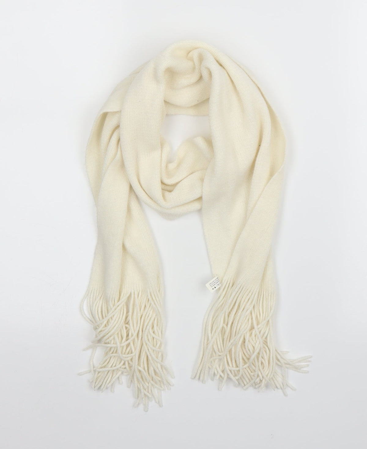 Front view of Preworn unisex white scarf