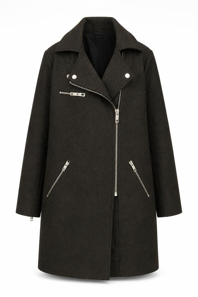 Womens UK Size 6 New Look Green Biker Coat