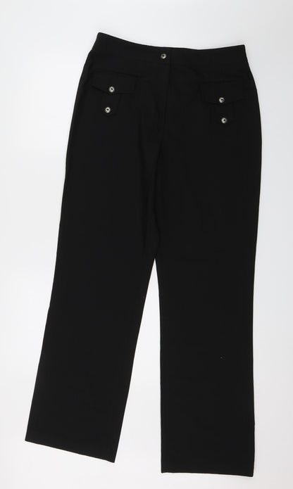 katy baker  Womens Black Striped  Trousers  Size 16 L29 in - smart