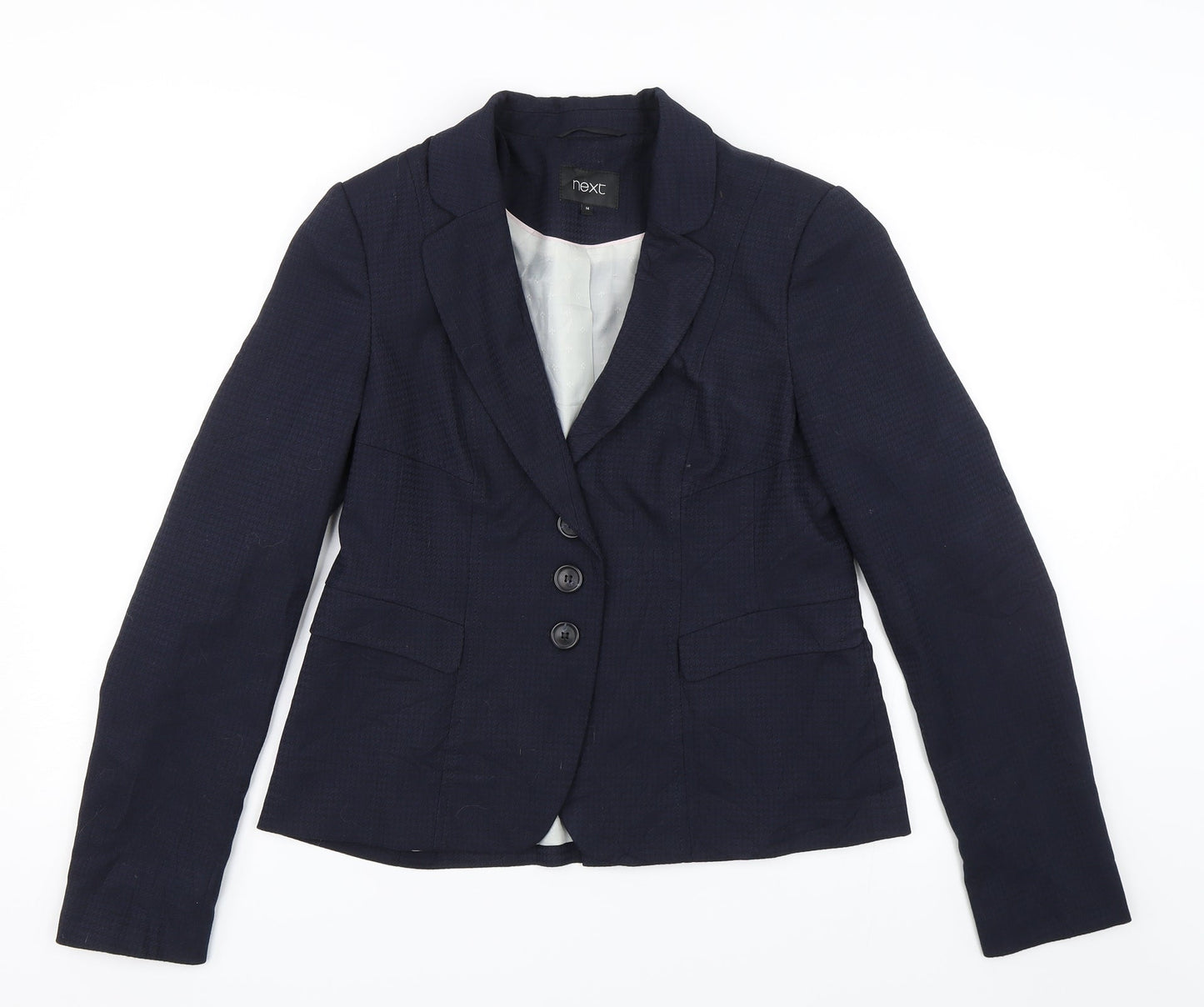 NEXT Womens Blue Houndstooth  Jacket Suit Jacket Size 14