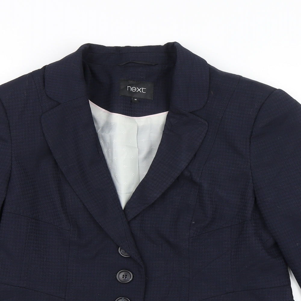 NEXT Womens Blue Houndstooth  Jacket Suit Jacket Size 14