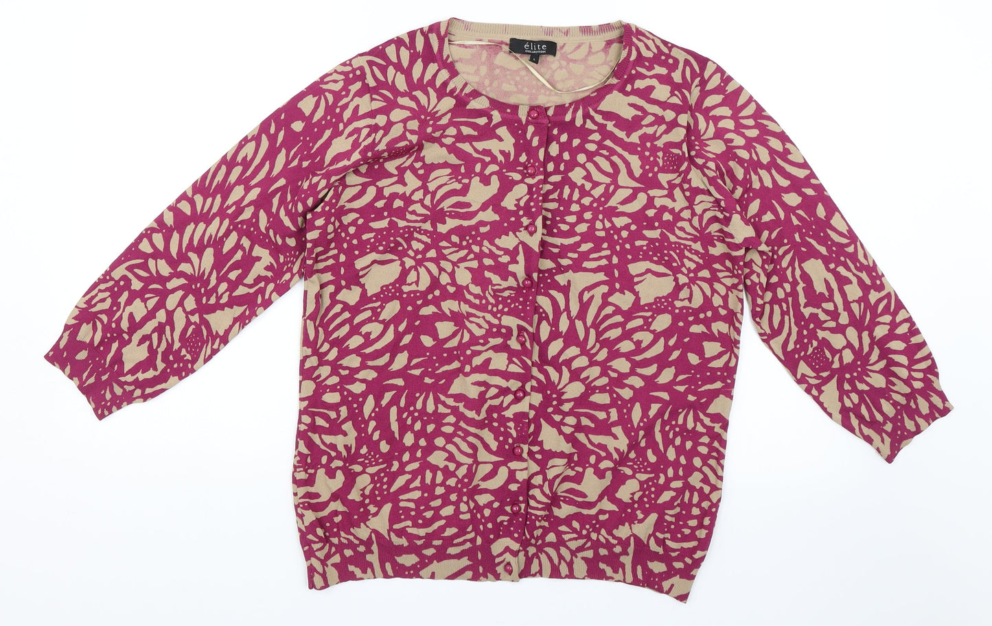 Womens UK Size L elite Pink Basic Button-Up