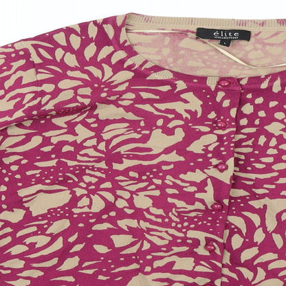 Womens UK Size L elite Pink Basic Button-Up