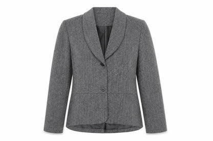 Front view of ANNE WEYBURN women’s grey jacket suit jacket, size UK 16