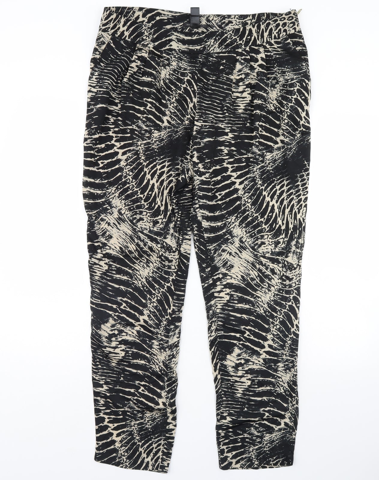 Mng Womens Black Animal Print  Trousers  Size XL L30 in