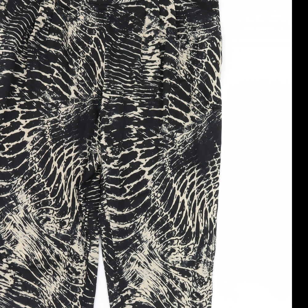 Mng Womens Black Animal Print  Trousers  Size XL L30 in