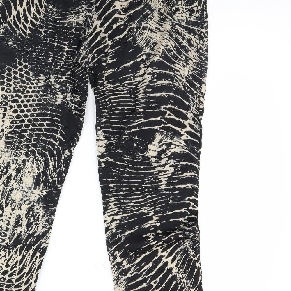 Mng Womens Black Animal Print  Trousers  Size XL L30 in