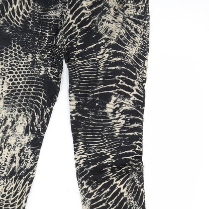 Mng Womens Black Animal Print  Trousers  Size XL L30 in