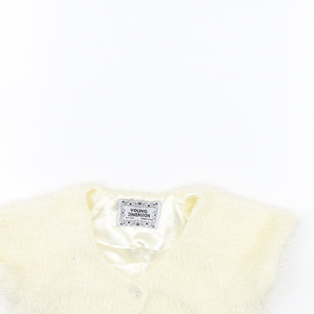 Close-up detail of Young Dimension girls’ ivory jacket, size 6, years