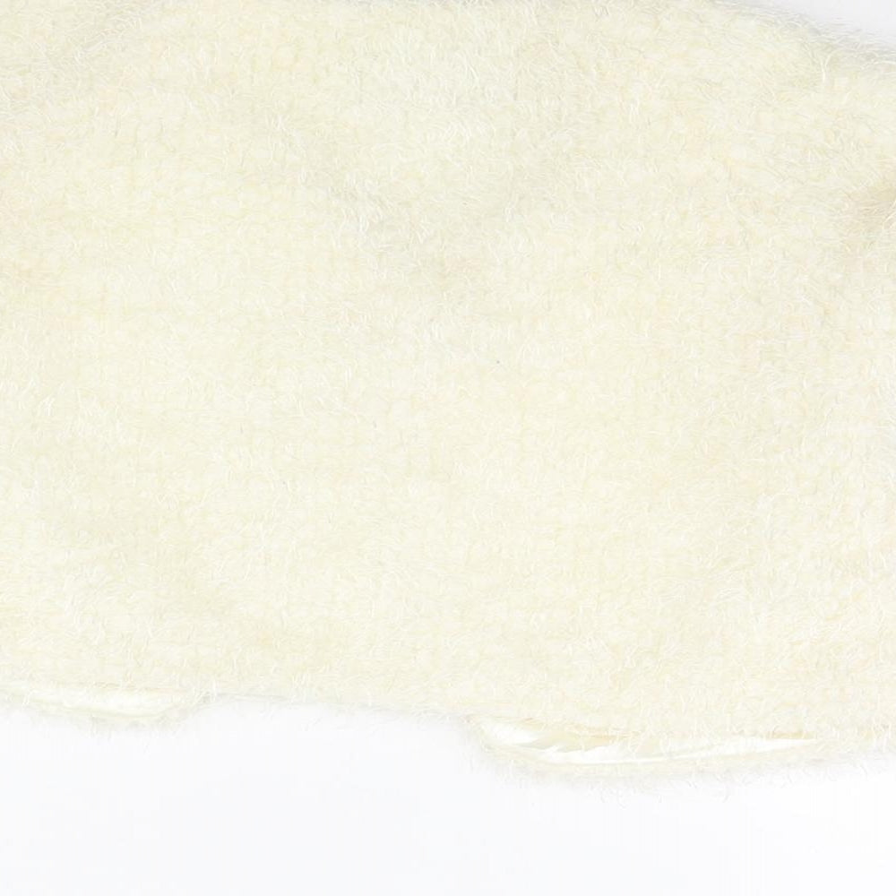 Brand and care label for Young Dimension girls’ ivory jacket, size 6, years