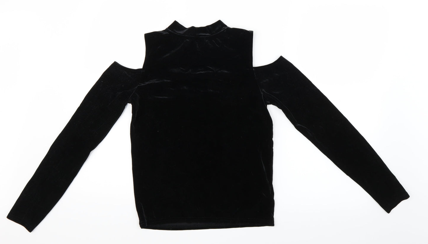 FOREVER 21 Womens Black  Velour Basic Blouse Size M