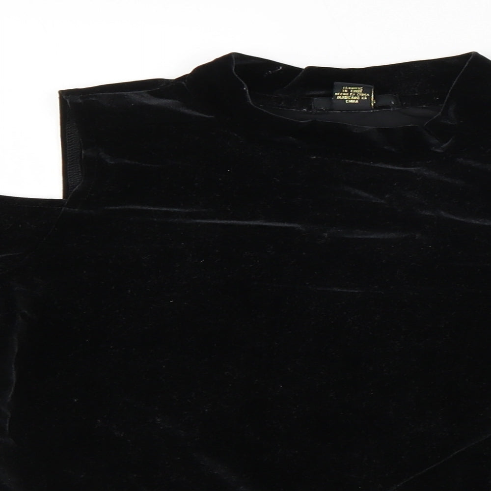 FOREVER 21 Womens Black  Velour Basic Blouse Size M