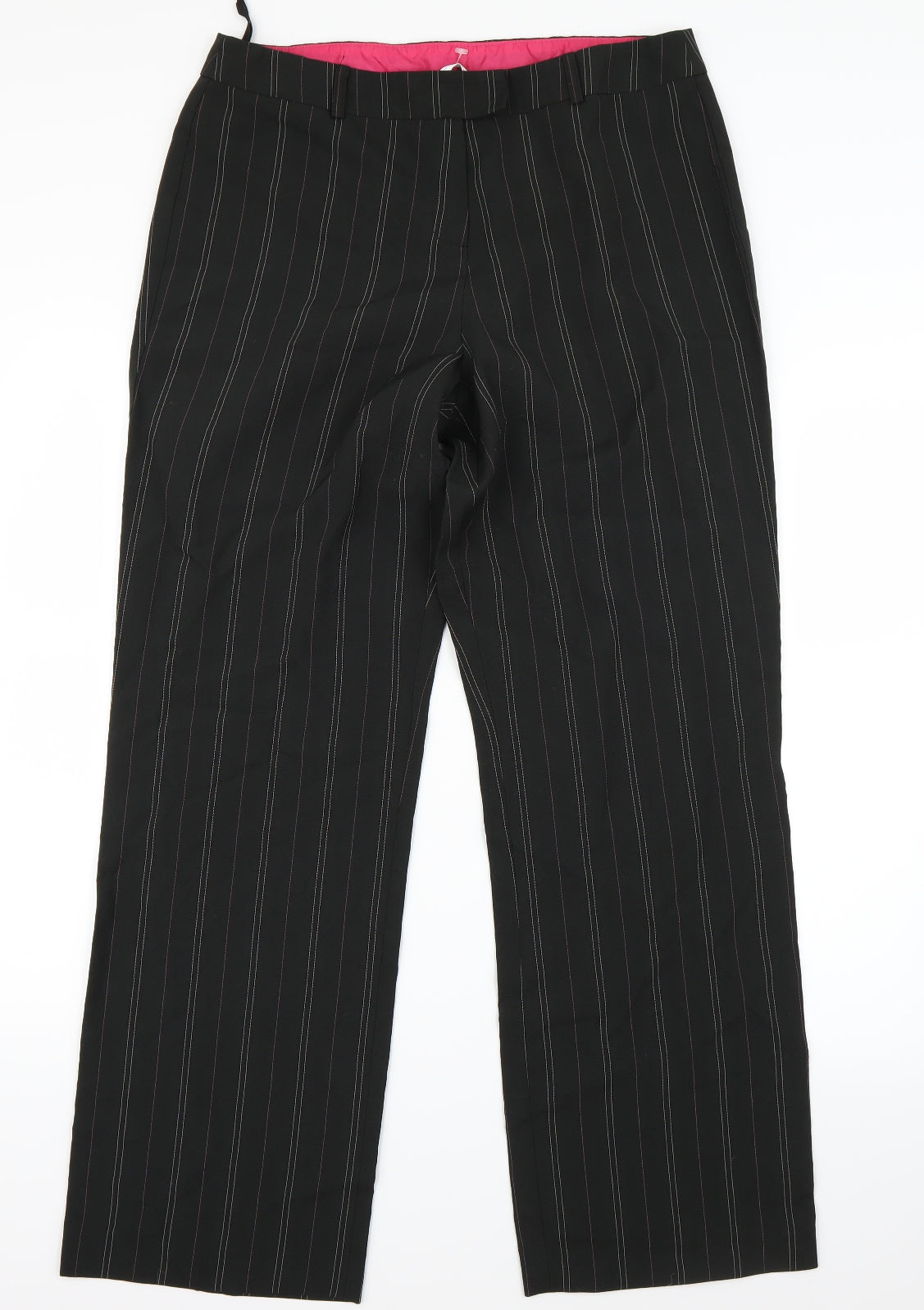 AMARANTO Womens Black Striped  Trousers  Size 14 L27.5 in