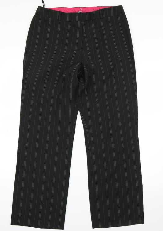 AMARANTO Womens Black Striped  Trousers  Size 14 L27.5 in