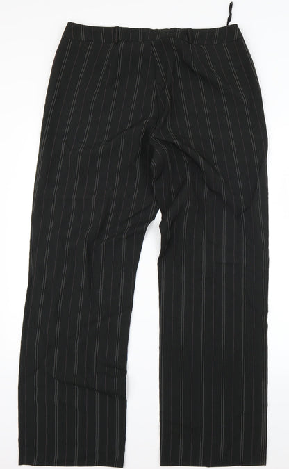 AMARANTO Womens Black Striped  Trousers  Size 14 L27.5 in