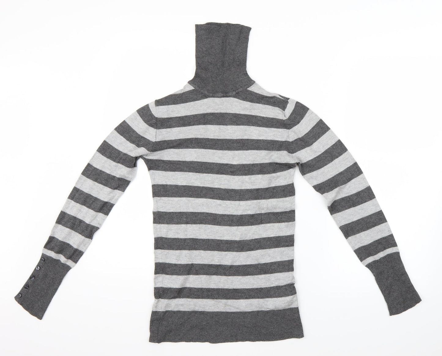 Primark Womens Grey Striped  Basic Blouse Size 10