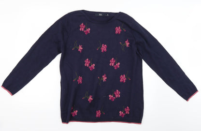 Womens UK Size M Isle Blue Pullover Jumper