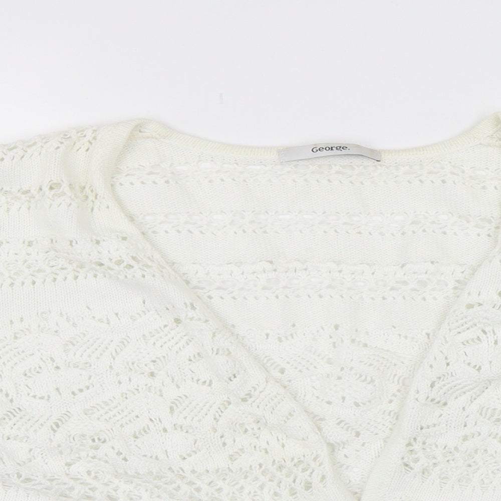 George Womens White  Knit Wrap Jumper Size 14