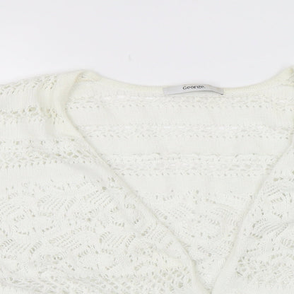George Womens White  Knit Wrap Jumper Size 14