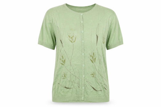 Vter Womens Green Floral  Basic Button-Up Size XL