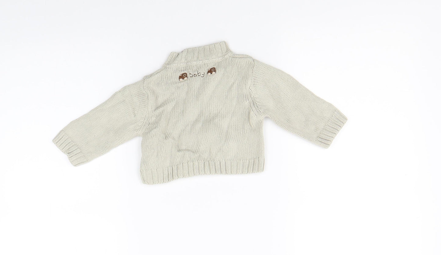 Marks and Spencer Boys Beige   Full Zip Jumper Size 0-3 Months