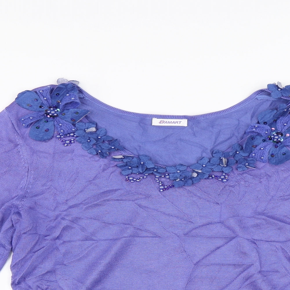 Damart Womens Purple  Knit Pullover Jumper Size 14