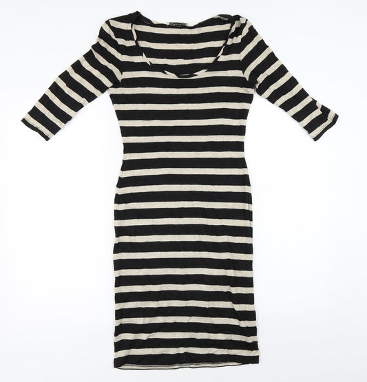 Oasis Womens Brown Striped  Bodycon  Size XS