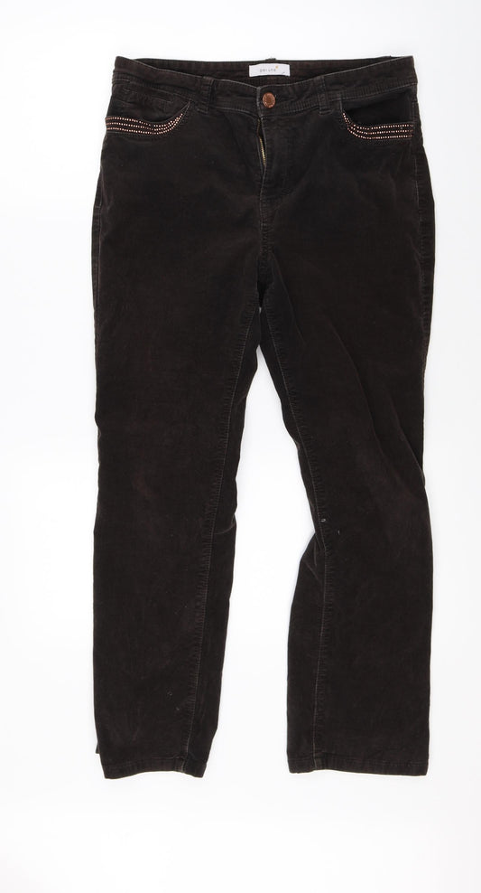 Per Una Womens Brown  Corduroy Straight Jeans Size 12 L25 in