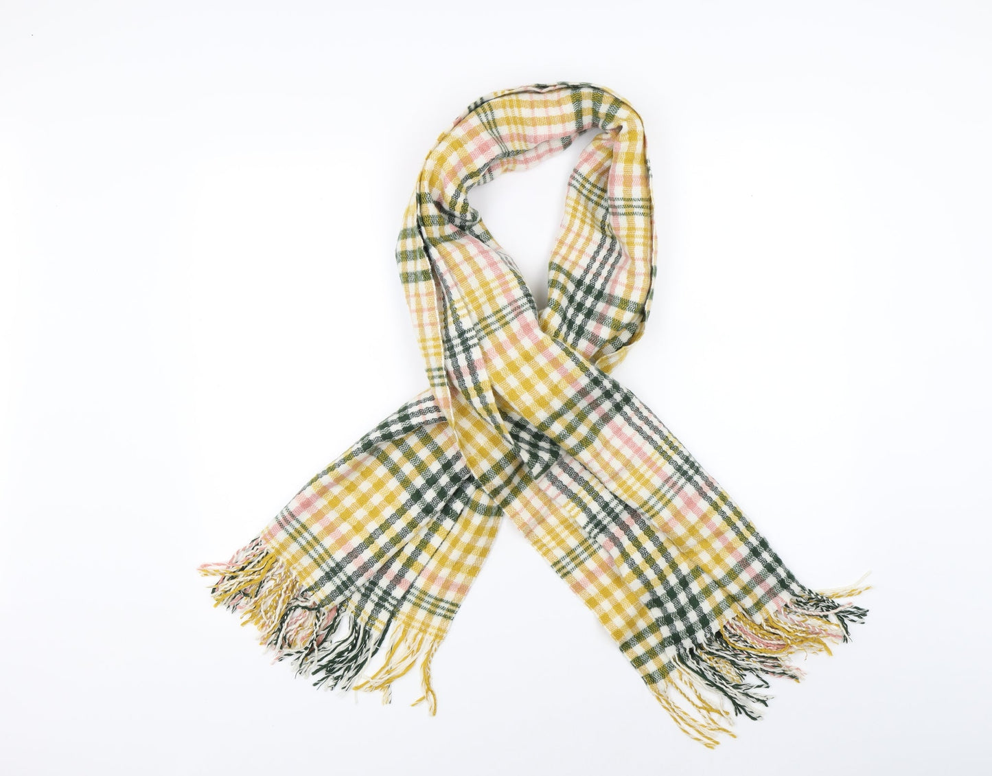 Preworn Womens Yellow Check   Scarf