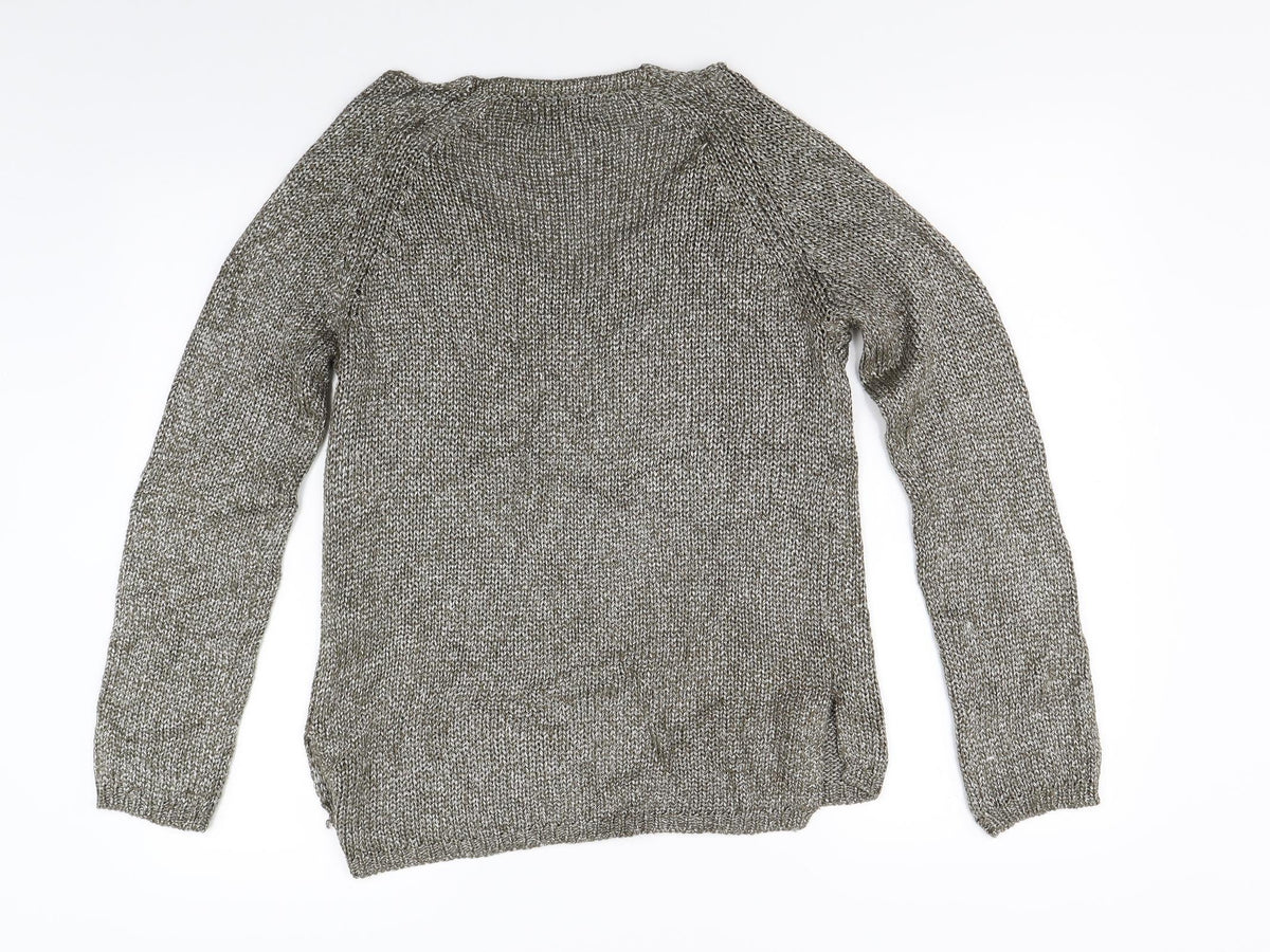 Back view of Ax women’s green knit jumper, size UK 8
