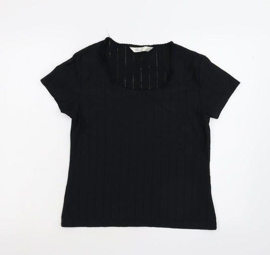 Womens UK Size 16 BHS Black Basic T-Shirt
