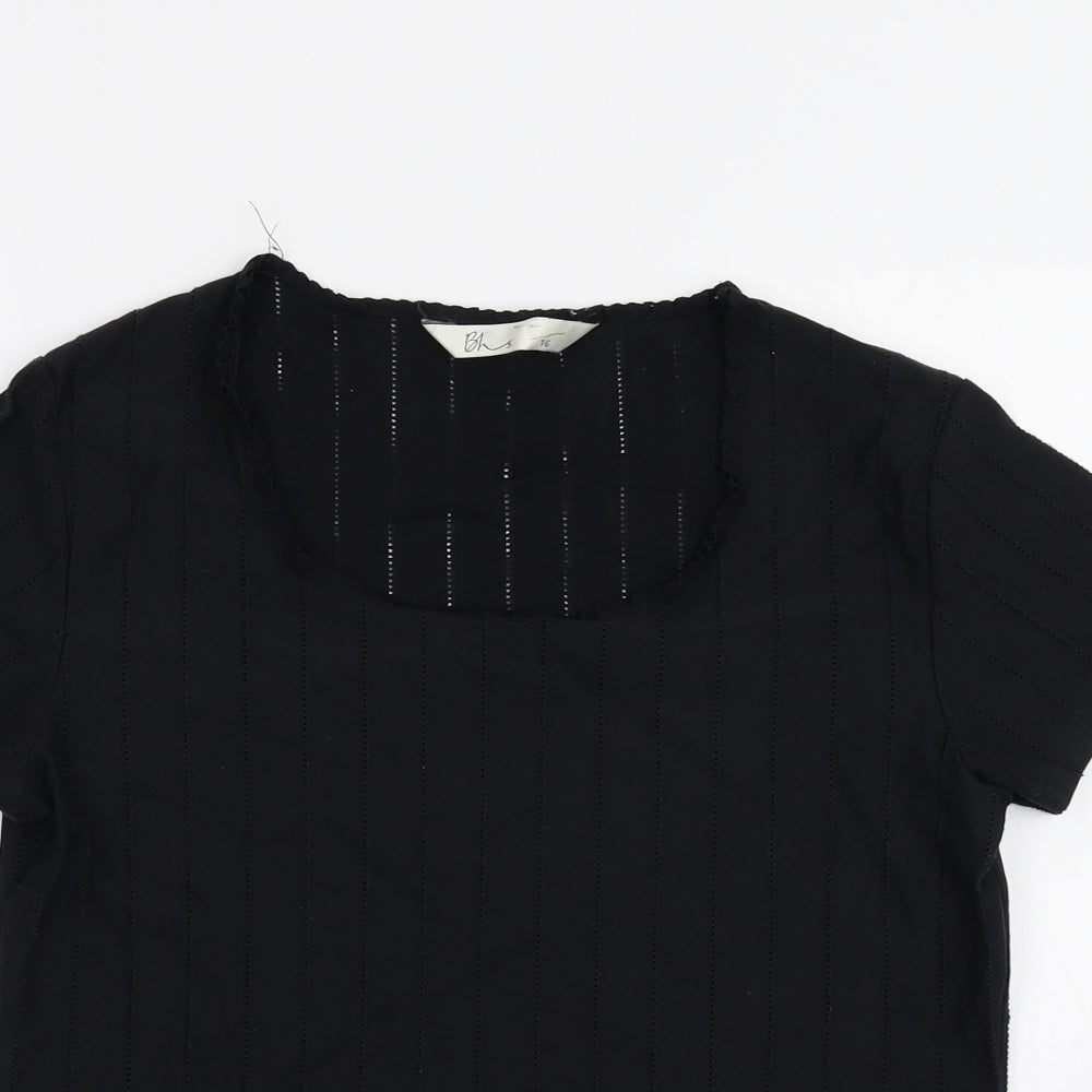 Womens UK Size 16 BHS Black Basic T-Shirt