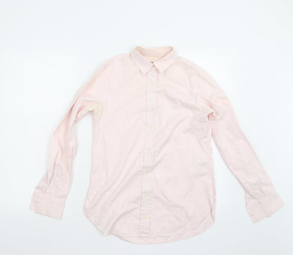 Womens UK Size 8 PINK Pink Basic Button-Up