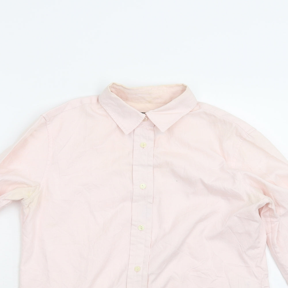 Womens UK Size 8 PINK Pink Basic Button-Up
