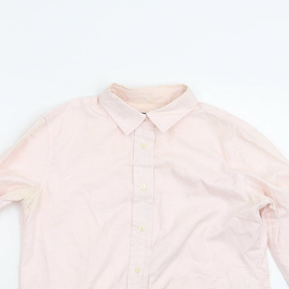 Womens UK Size 8 PINK Pink Basic Button-Up