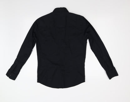 Mens UK Size S Ultra Magnetic Black  Button-Up Long Sleeve Casual Shirt