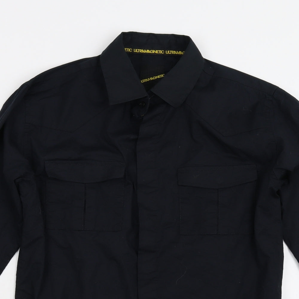 Mens UK Size S Ultra Magnetic Black  Button-Up Long Sleeve Casual Shirt