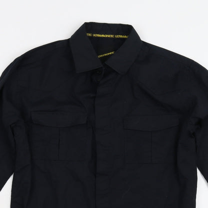 Mens UK Size S Ultra Magnetic Black  Button-Up Long Sleeve Casual Shirt