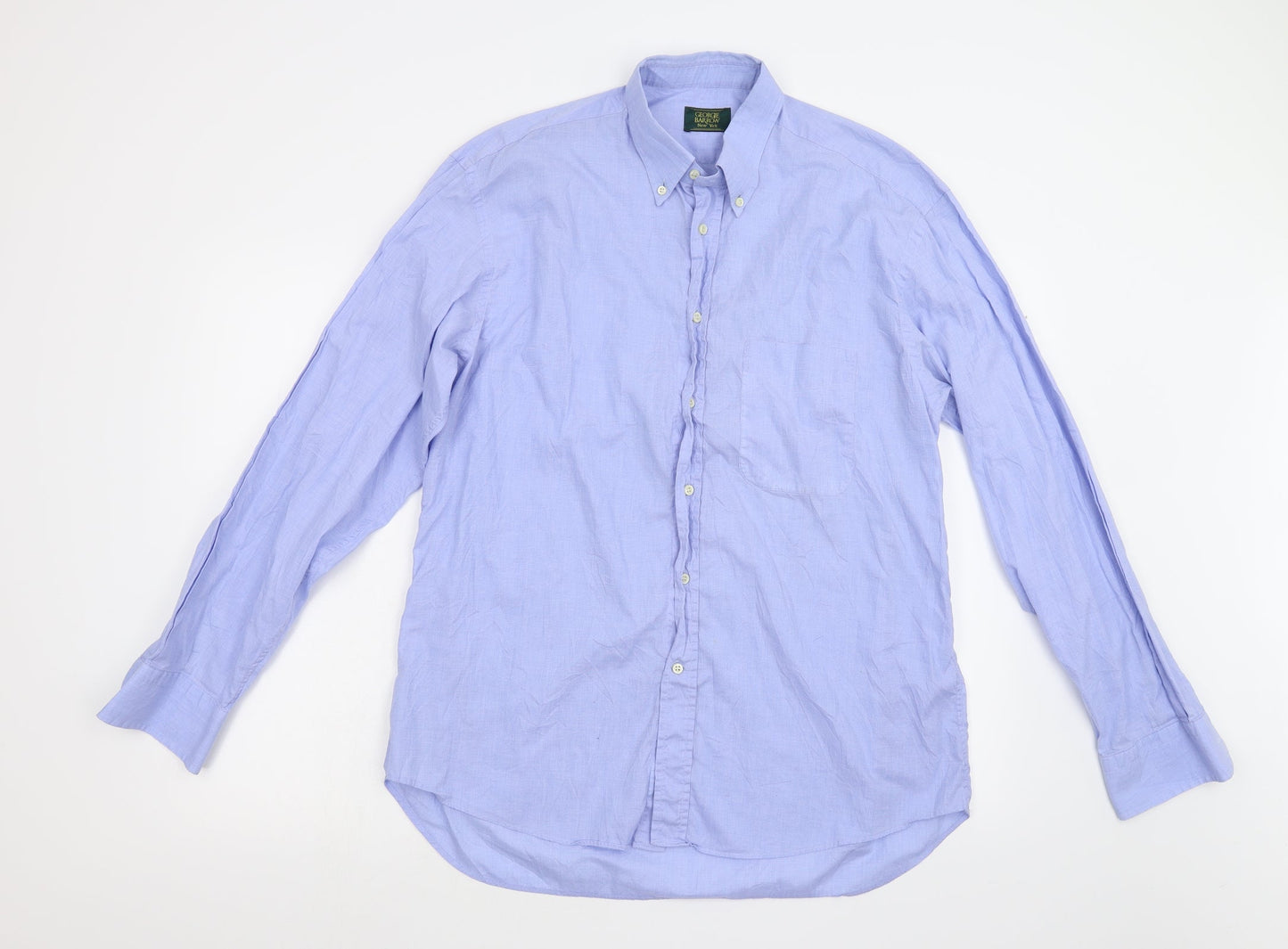 Mens UK Size 42 George Barrow Blue  Button-Up Long Sleeve Casual Shirt