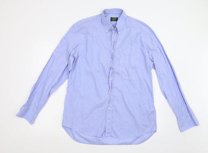 Mens UK Size 42 George Barrow Blue  Button-Up Long Sleeve Casual Shirt