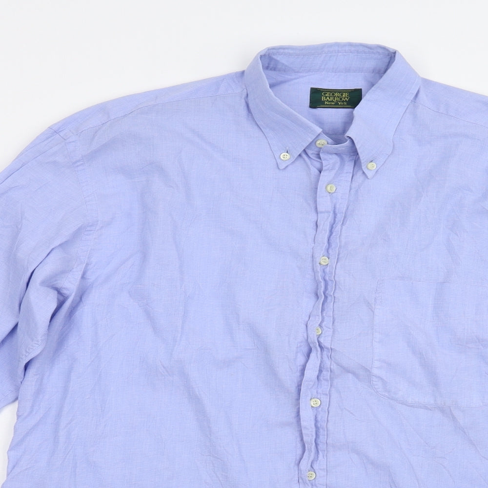Mens UK Size 42 George Barrow Blue  Button-Up Long Sleeve Casual Shirt